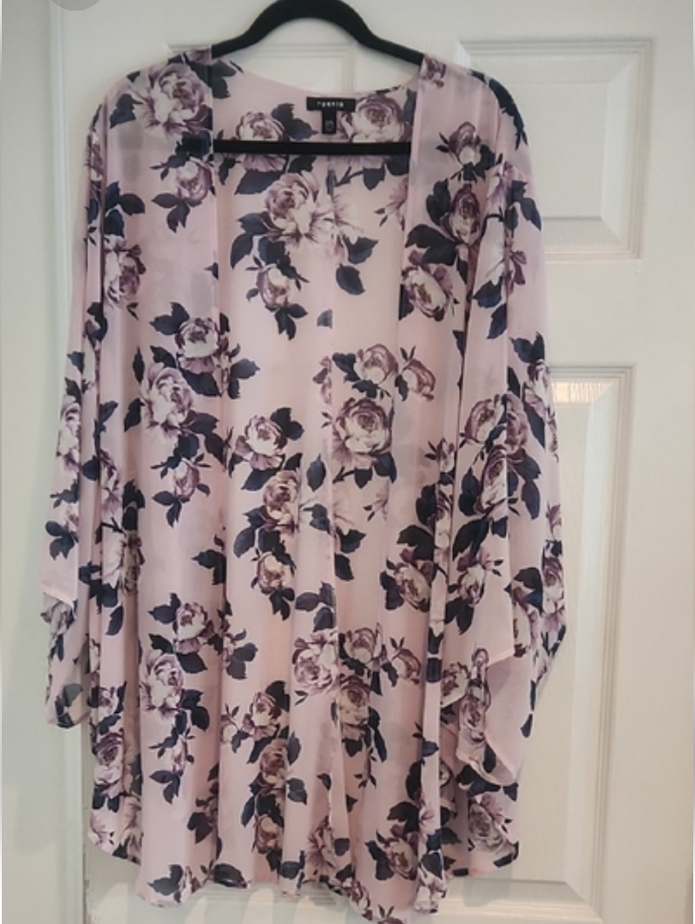 Blush Floral Open-Front Kimono